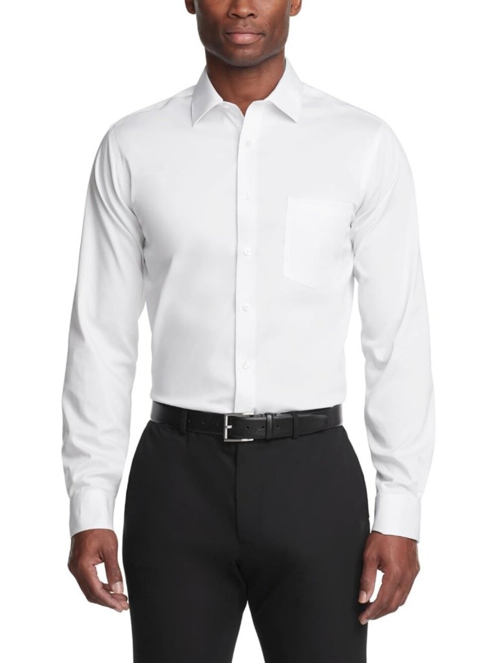 Men's Dress Shirt Regular Fit Ultra Wrinkle-Free Flex Collar Stretch Solid Top